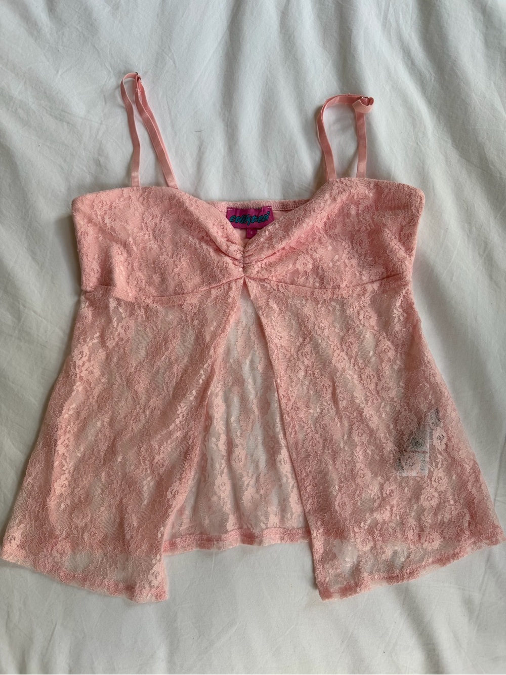 Edikted Pink Lace Split-Front Camisole